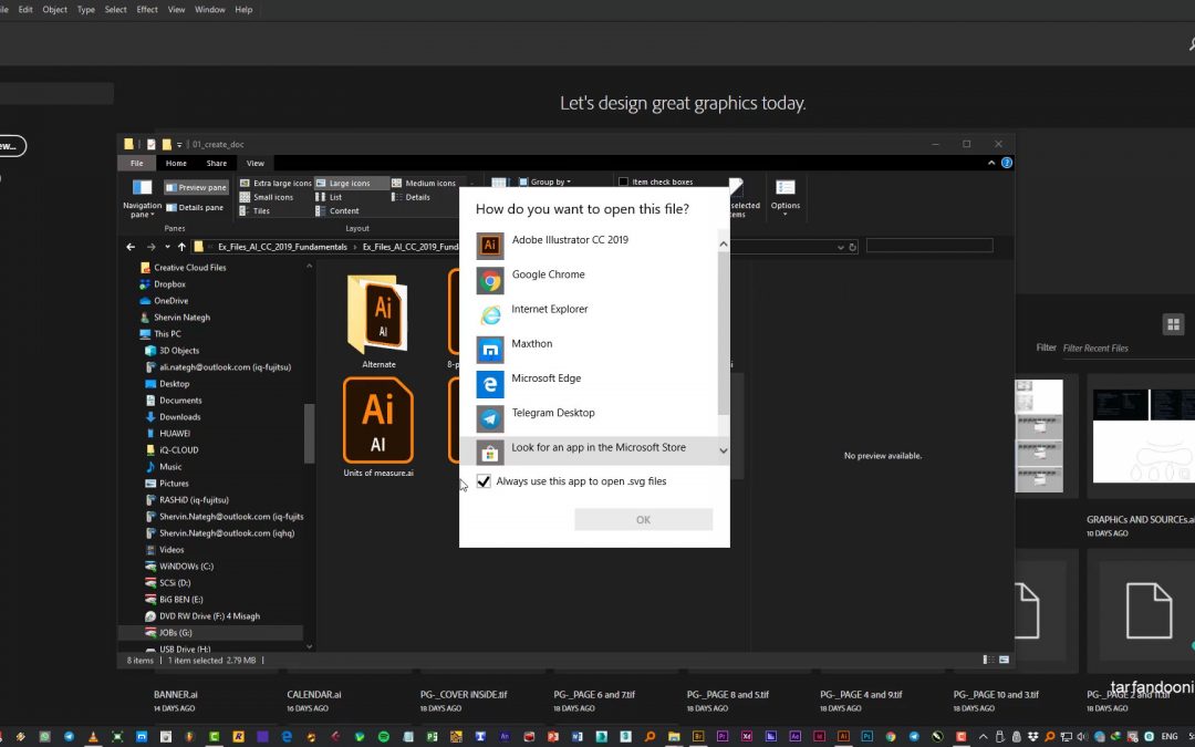 003 – باز کردن فایل های ایلوستریتور و تنظیمات ویندوز