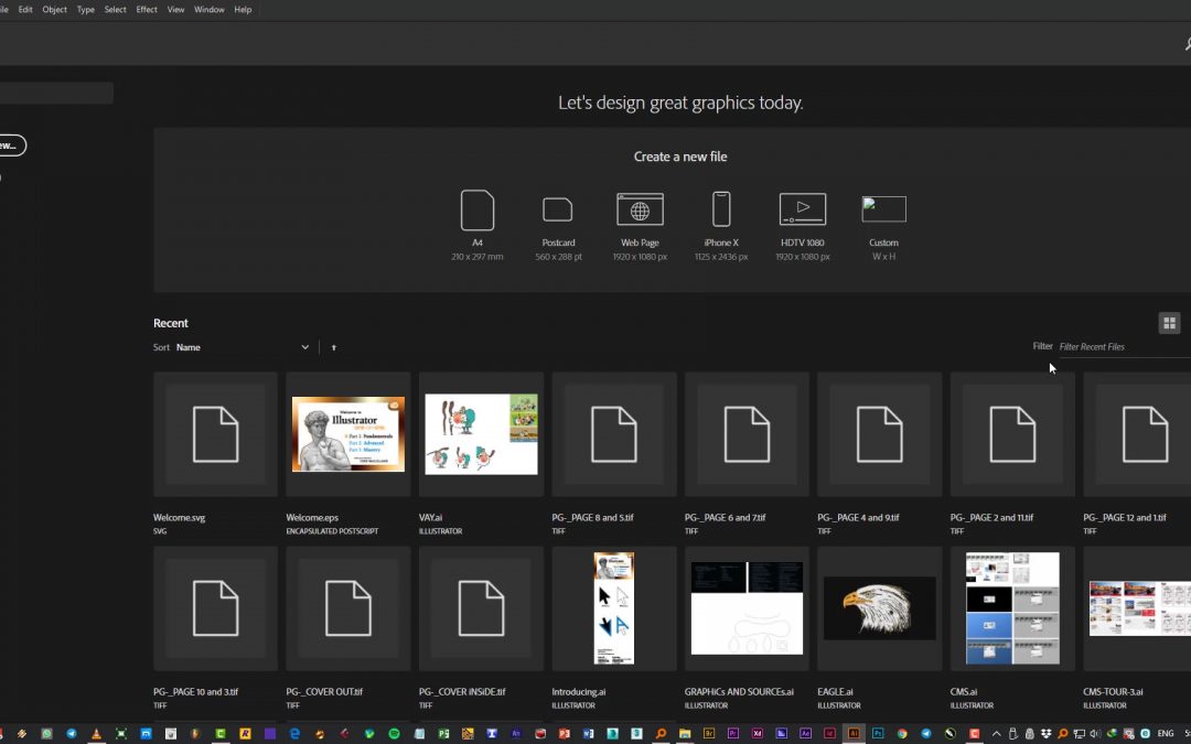004 – صفحه اصلی ایلوستریتور یا هوم سکرین “Home Screen”
