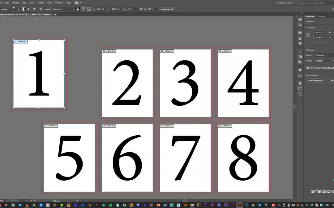 012 – ابزار آرت بورد (یا صفحات) در ایلوستریتور