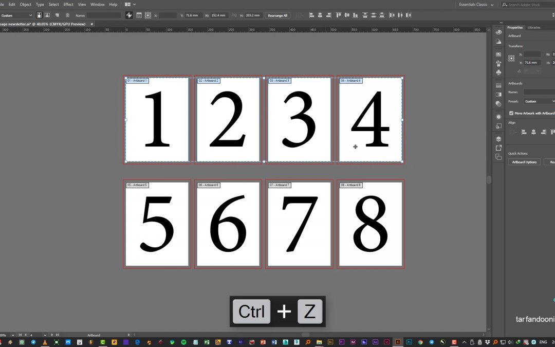 014 – انتخاب ، کپی و ادیت چند آرت بورد (صفحه) در ایلوستریتور 2019
